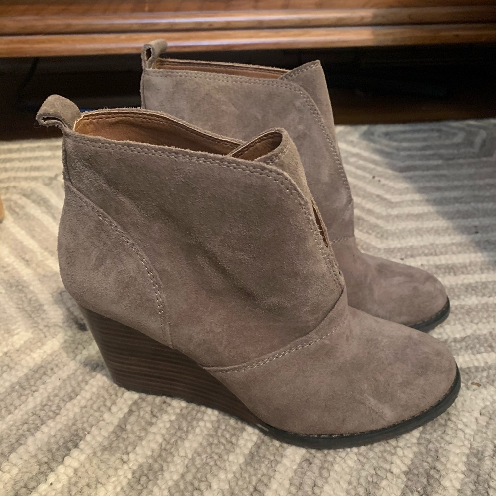 Lucky Brand Suede Wedge Booties